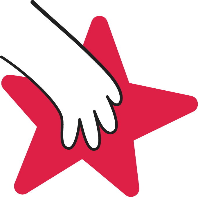 Hand placing on a red star