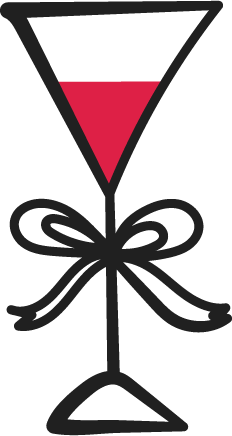 Martini glass with ribbon