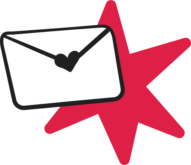 Envelope with heart-shaped clock