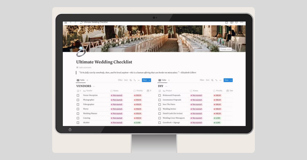 Ultimate Wedding Planning Checklist Notion Template