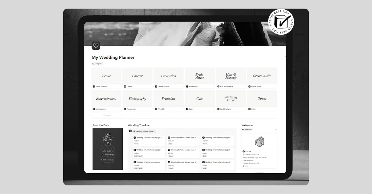 Minimal Notion Wedding Planner Template