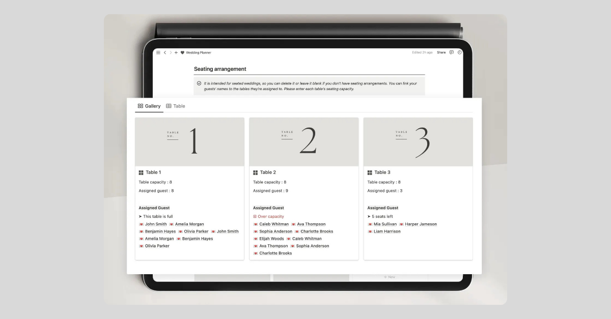 Modern Notion Wedding Planner Template