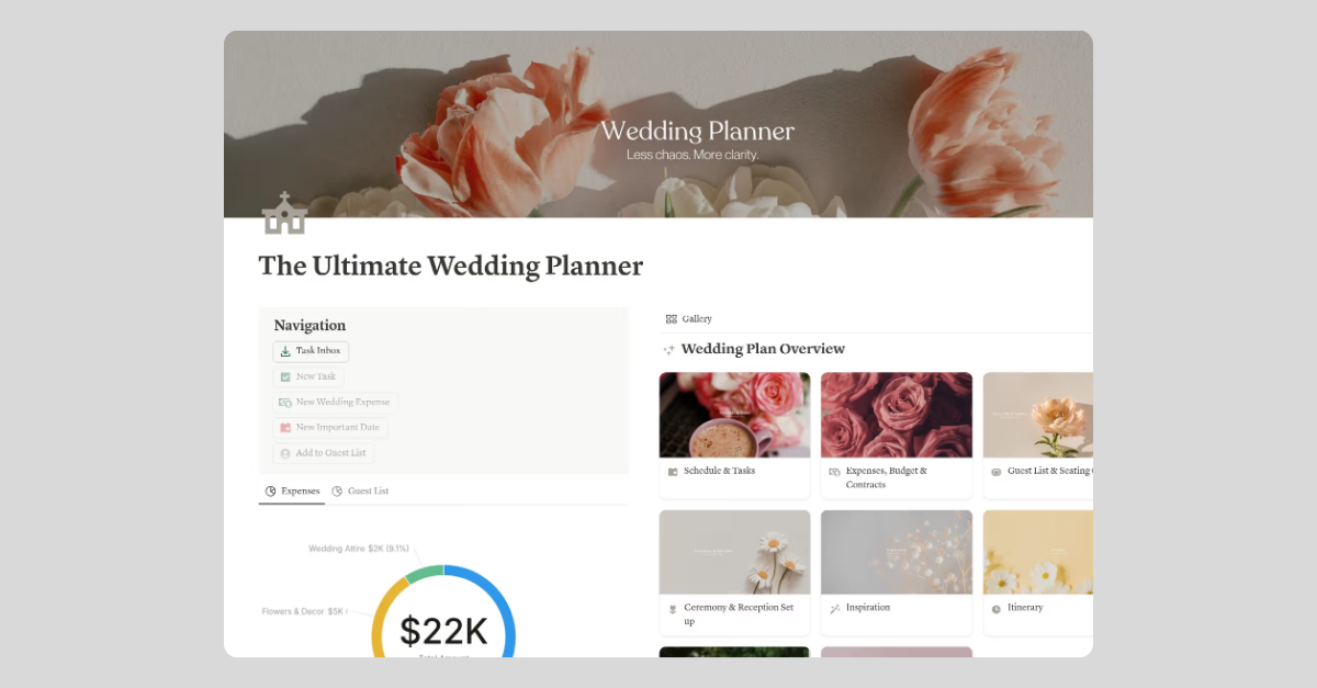 Free Wedding Notion Template
